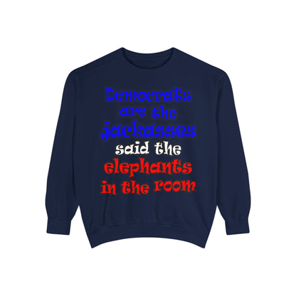donkeys and elephants - Unisex Garment-Dyed Sweatshirt