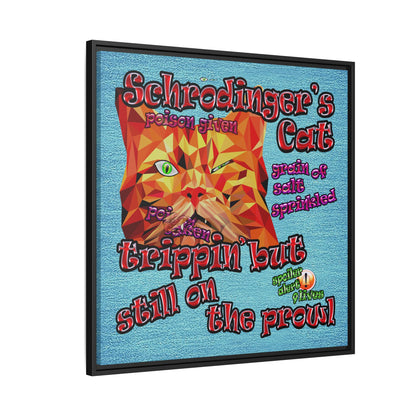 schrodinger's cat - framed canvas art (faded blue)