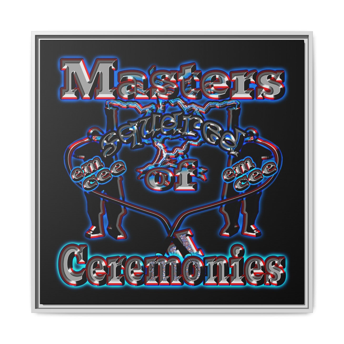 em cee squared - framed canvas art (black)
