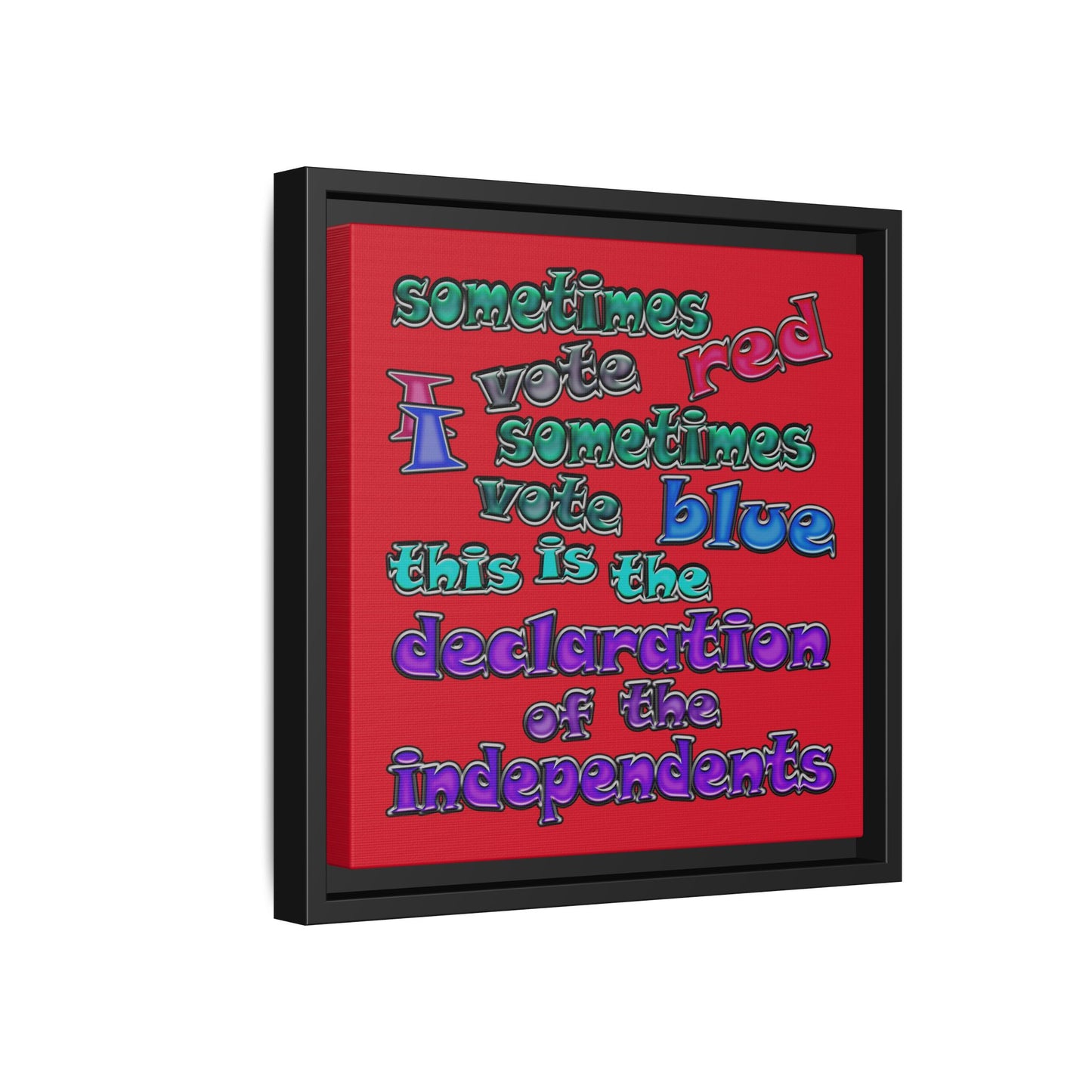 declaration of the independents - framed canvas art (dark red)
