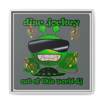 disc jockey - framed canvas art (dark grey)