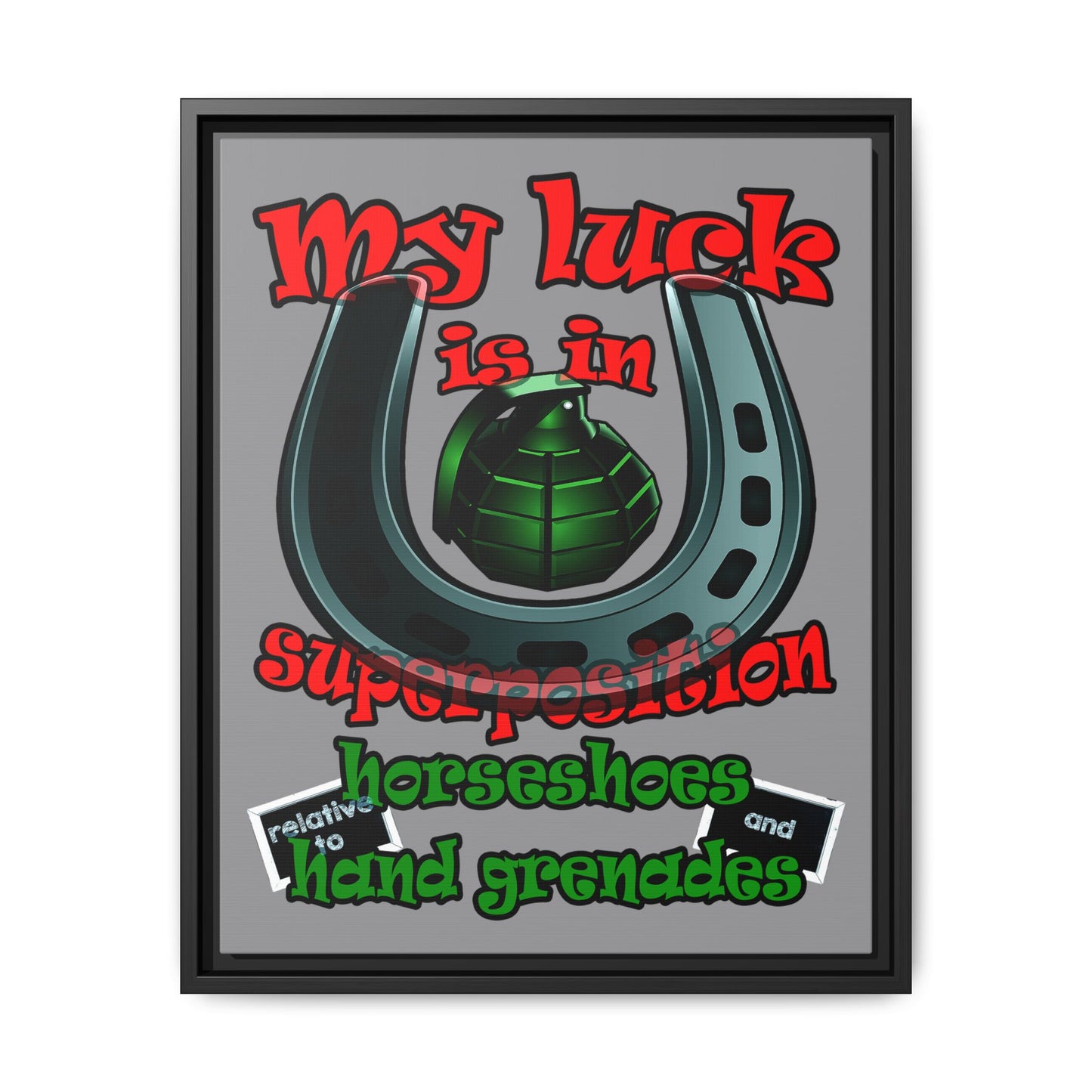 my luck - framed canvas art (grey)
