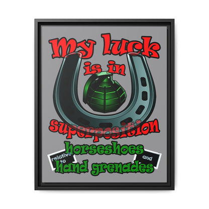 my luck - framed canvas art (grey)