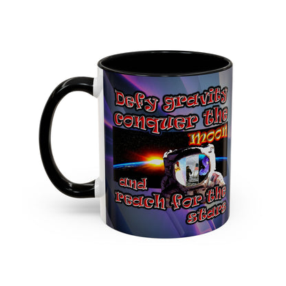 defy conquer reach - Accent Mug (grey-pink wave)
