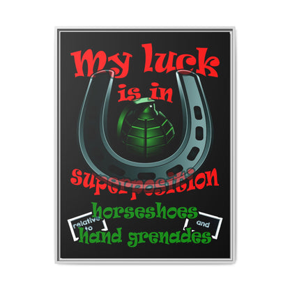 my luck - framed canvas art (black)