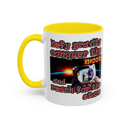 defy conquer reach - Accent Mug (white)