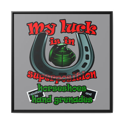 my luck - framed canvas art (grey)