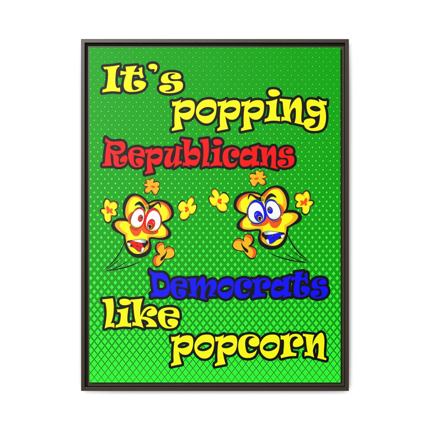 popping like popcorn - framed canvas art (logo green)