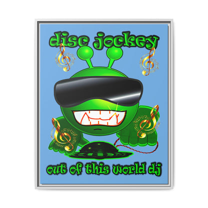 disc jockey - framed canvas art (light blue)