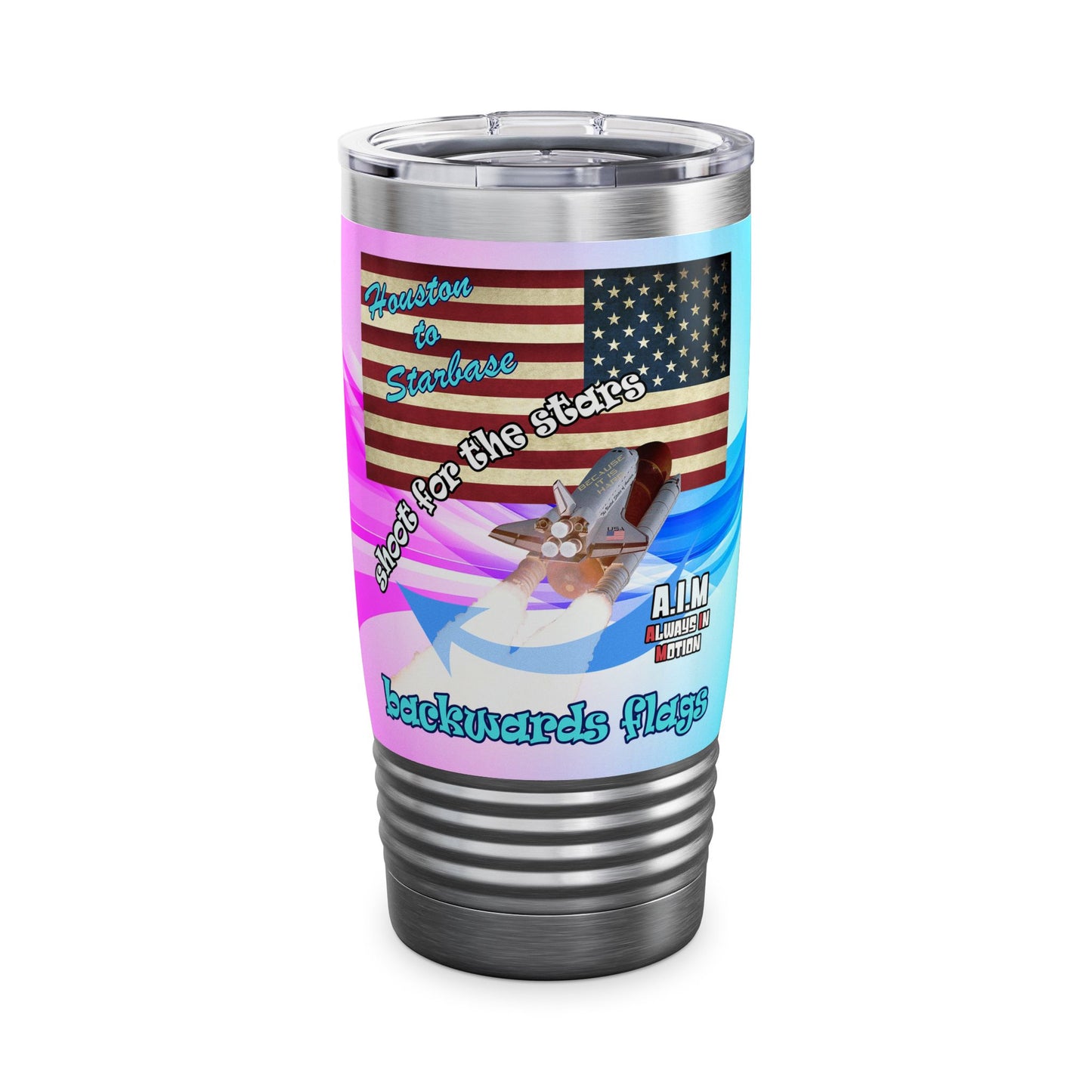 shoot for the stars - Ringneck Tumbler, 20oz (light blue-pink wave)