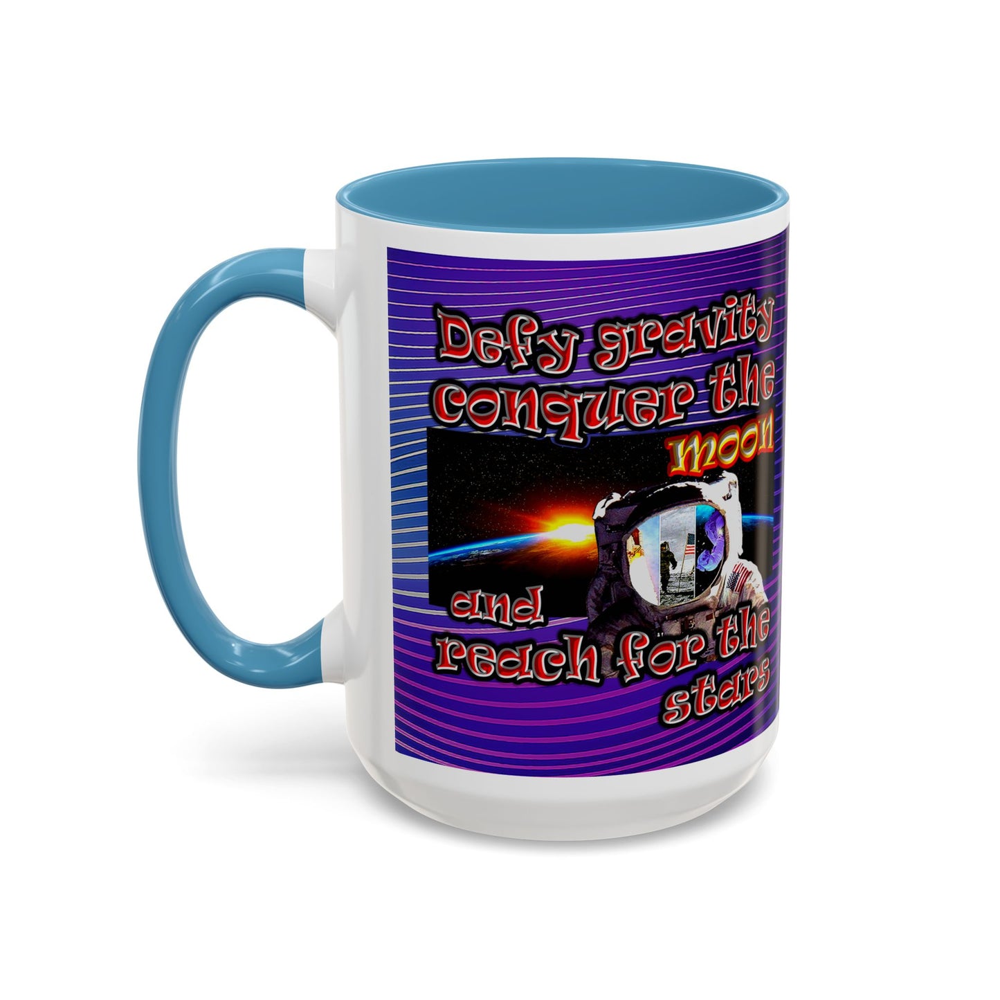 defy conquer reach - Accent Mug (purple wave)