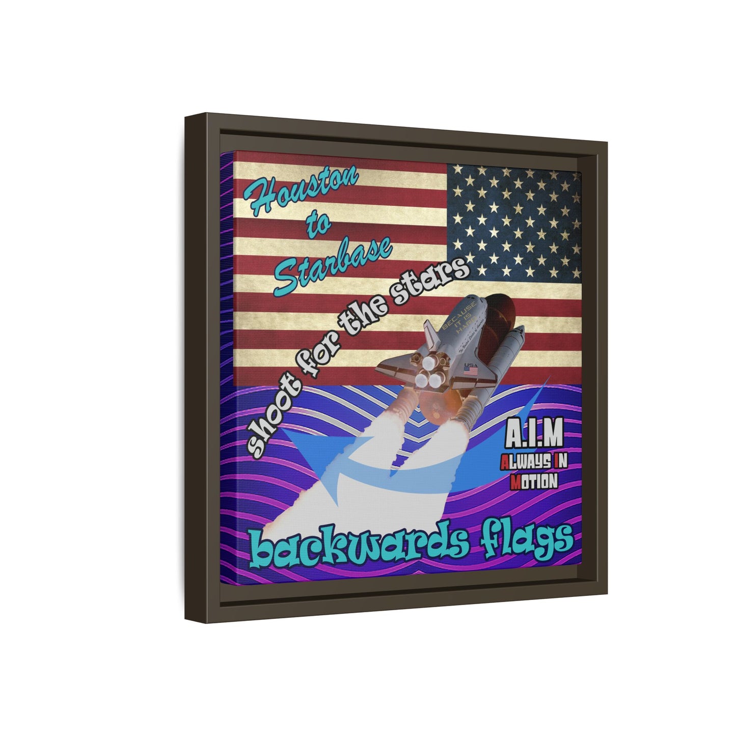 shoot for the stars - framed canvas art (purple wave)