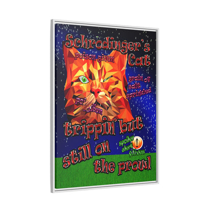 schrodinger's cat - framed canvas art ('snoops' background)