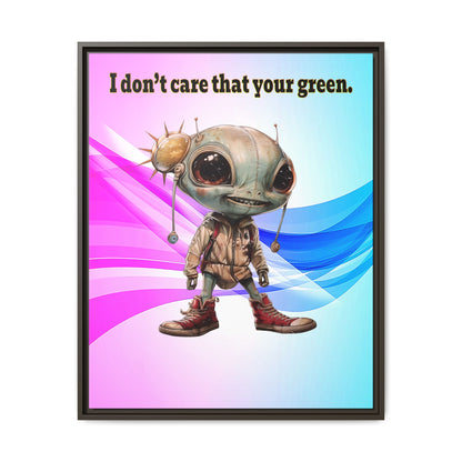 I don't care that your green - framed canvas art (light blue-pink wave)