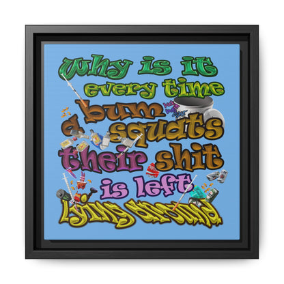 the bum's shit - framed canvas art (light blue)