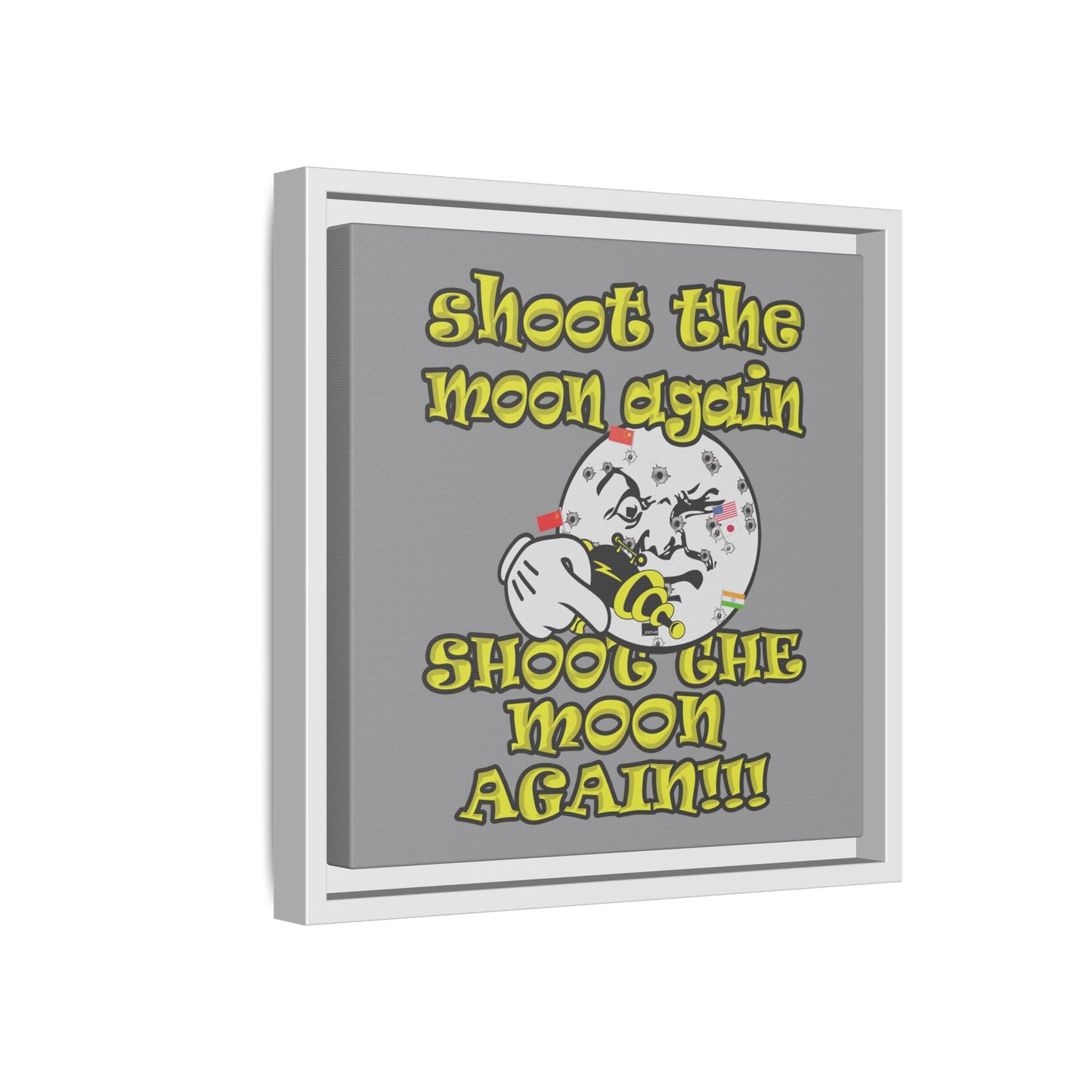 shoot the moon again - framed canvas art (grey)
