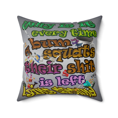 the bum's shit - Faux Suede Square Pillow - (brushed nickel)