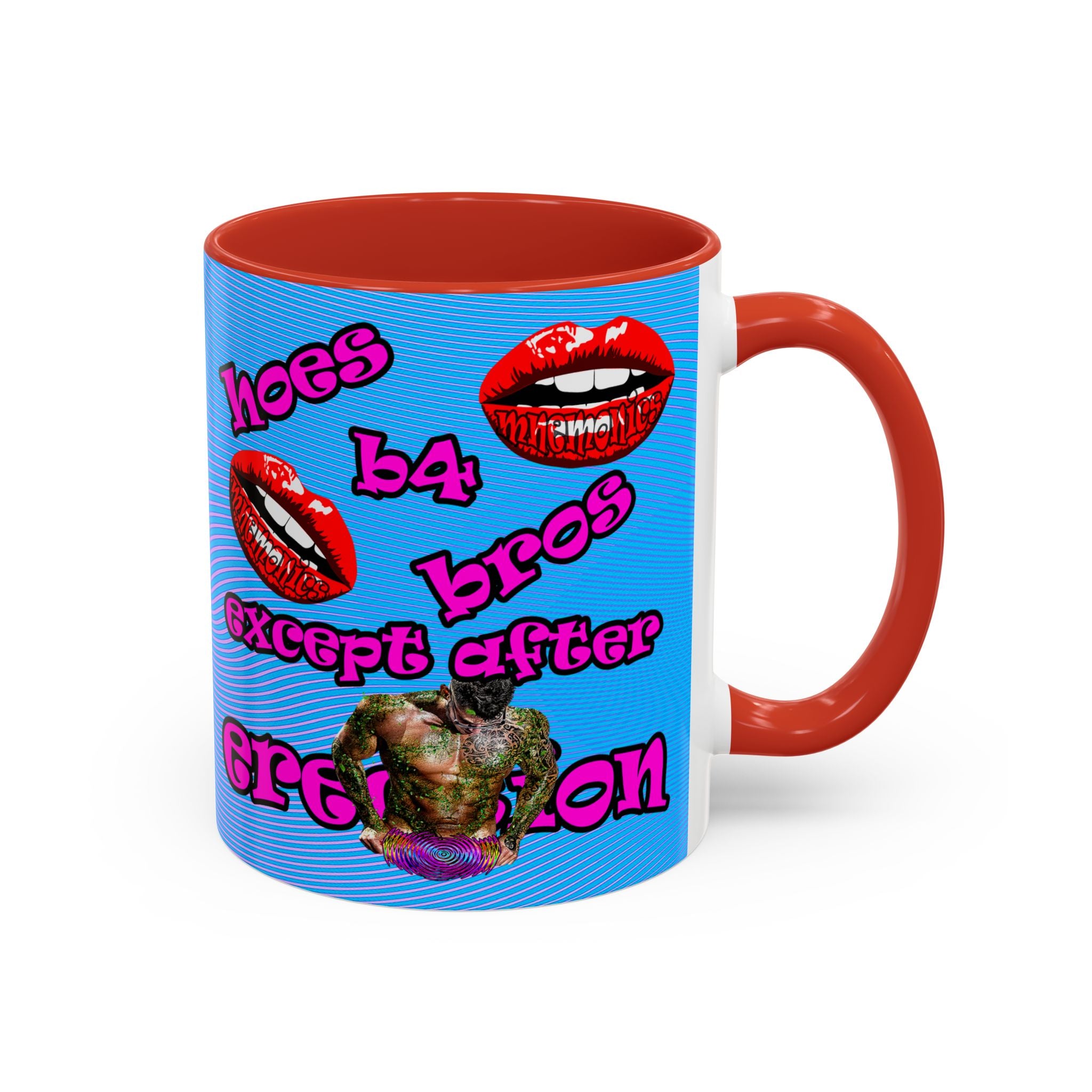 hoes b4 bros - Accent Mug (light blue-purple wave)