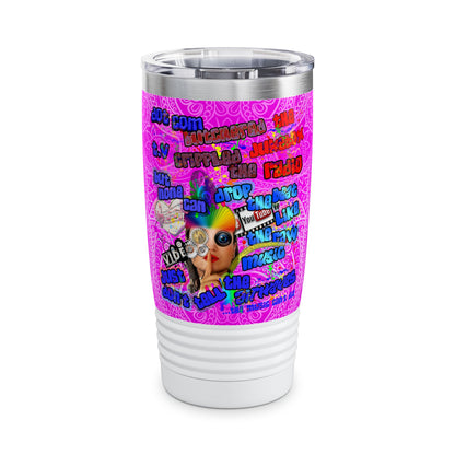 drop the beat - Ringneck Tumbler, 20oz  (pink swirl)