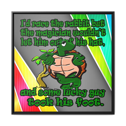 turtle race - framed canvas art (rainbow split)