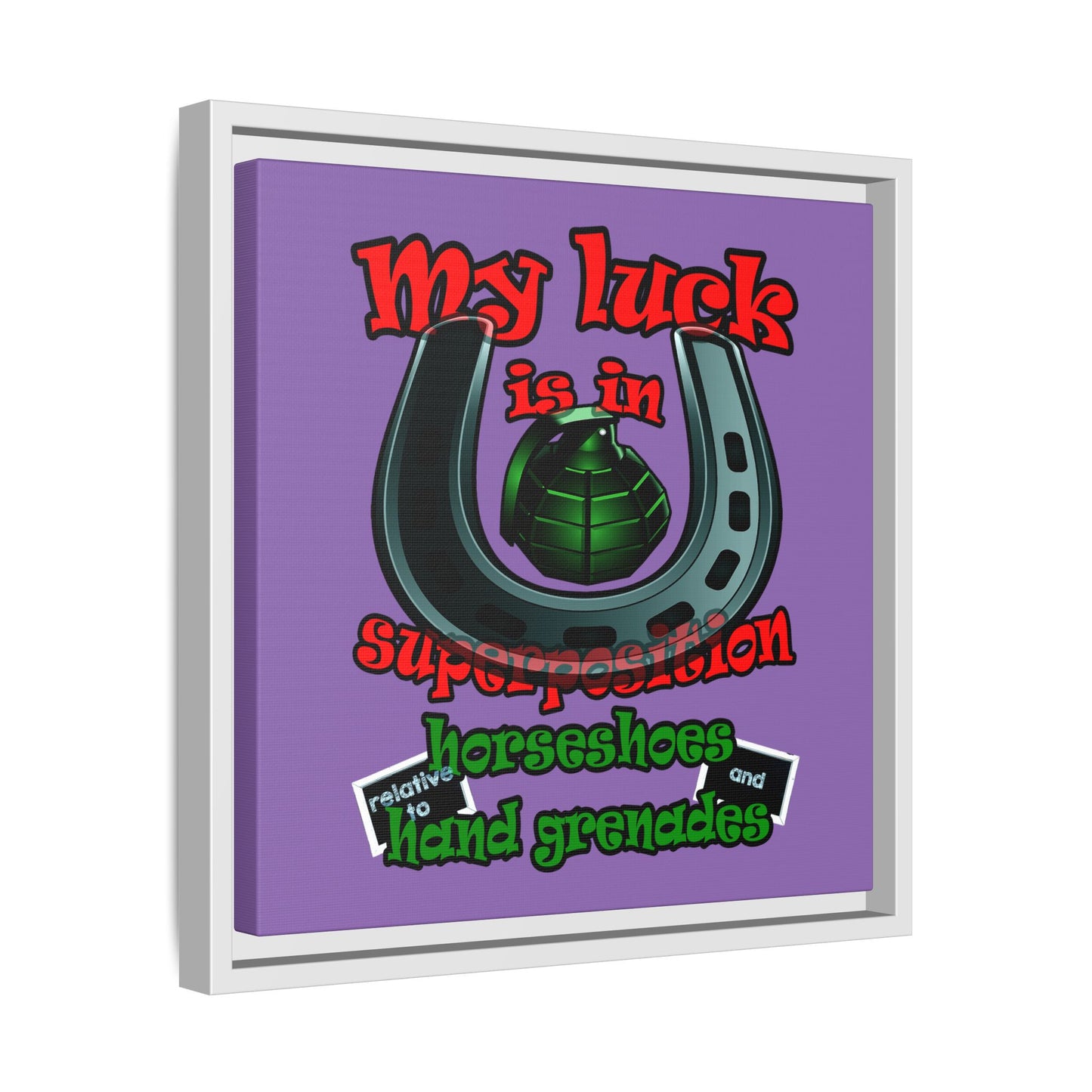 my luck - framed canvas art (light purple)