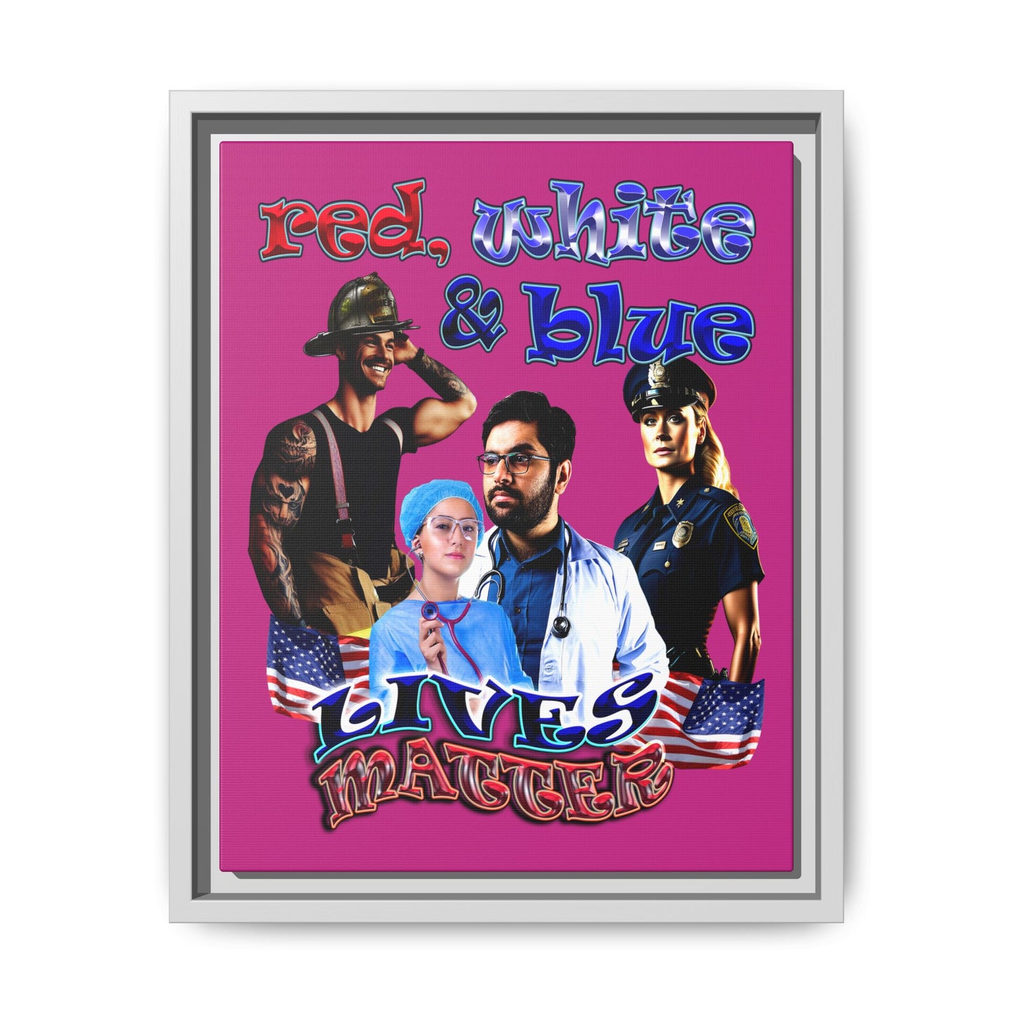 rw&b lives matter - framed canvas art (pink)