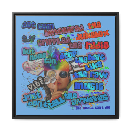 drop the beat - framed canvas art (light blue)
