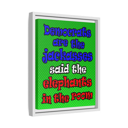 donkeys and elephants - framed canvas art (logo green)