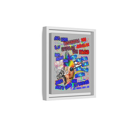drop the beat - framed canvas art (light grey)