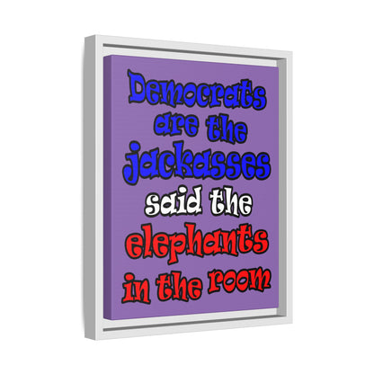 donkeys and elephants - framed canvas art (light purple)