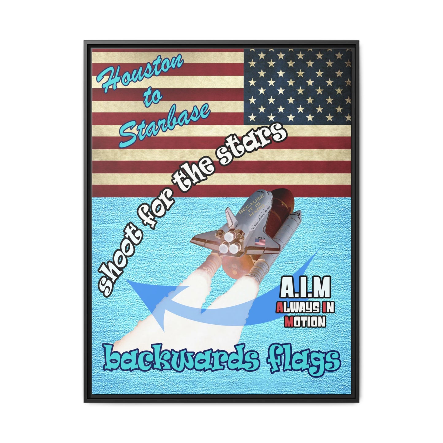 shoot for the stars - framed canvas art (faded blue)