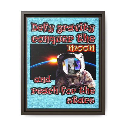 defy conquer reach - framed canvas art (faded blue)