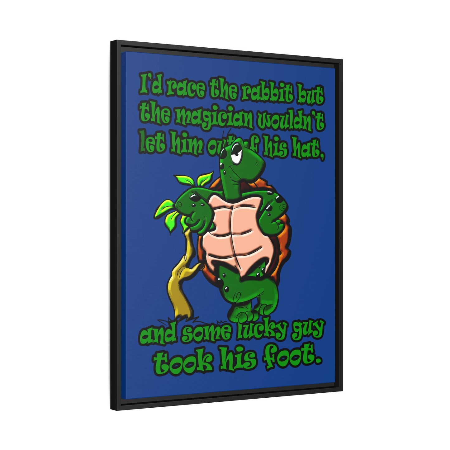 turtle race - framed canvas art (dark blue)