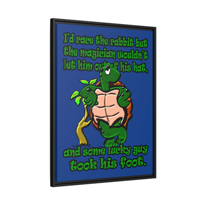 turtle race - framed canvas art (dark blue)