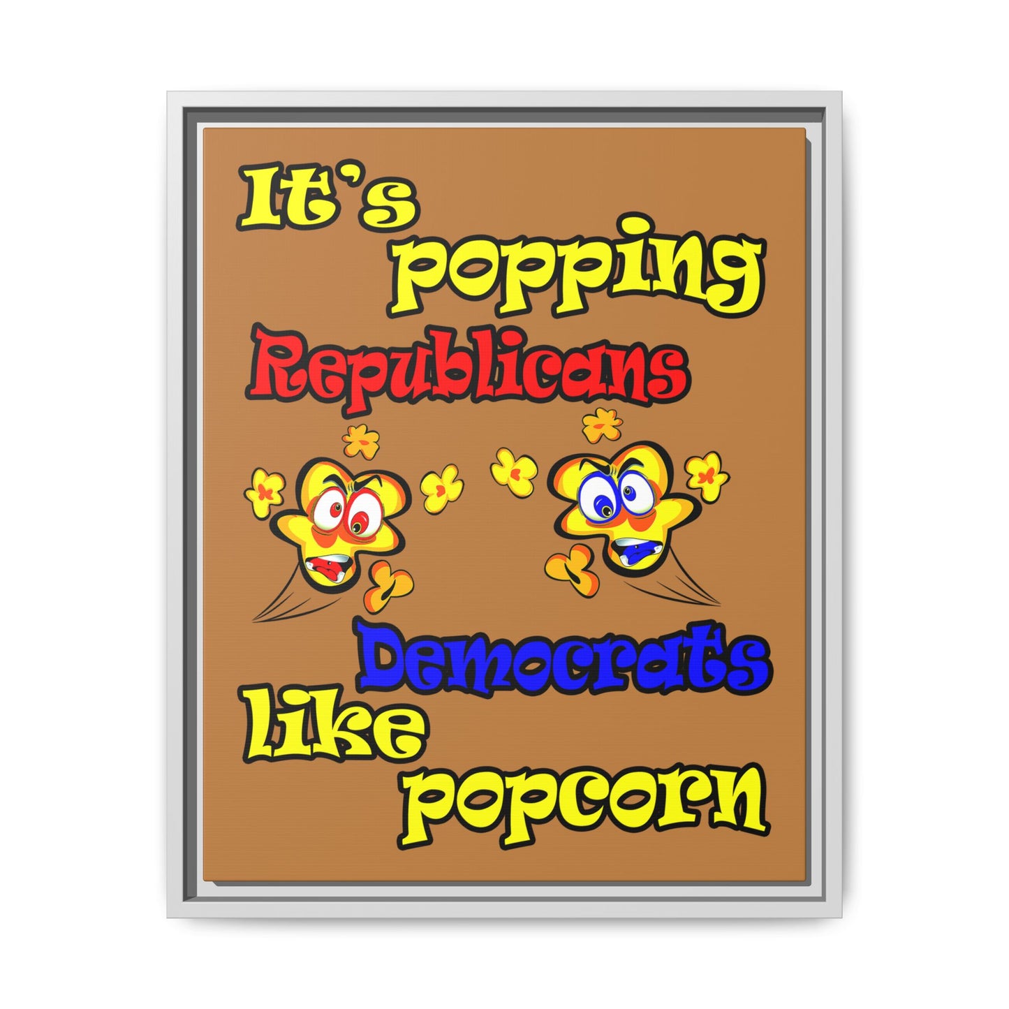 popping like popcorn - framed canvas art (light brown)