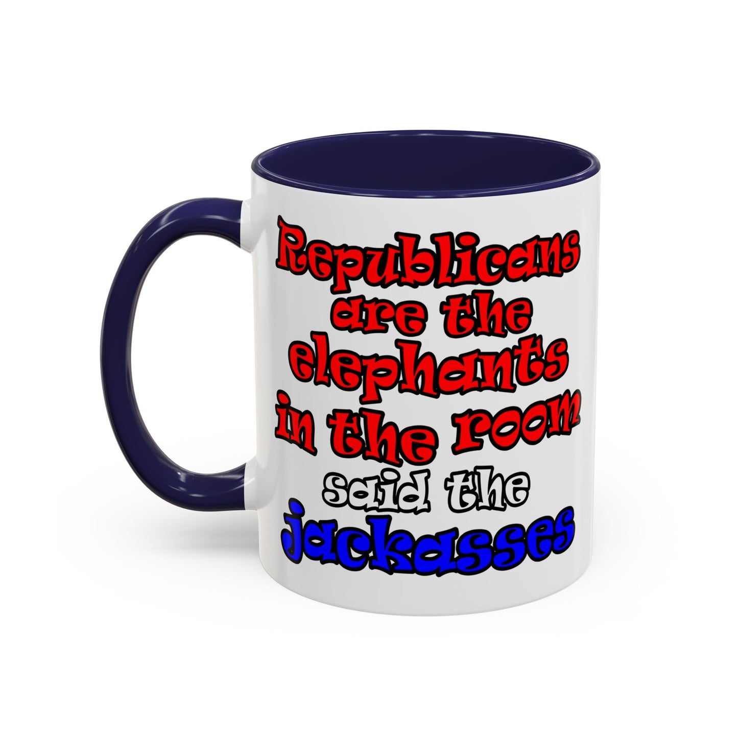 donkeys and elephants - Accent Mug (white)