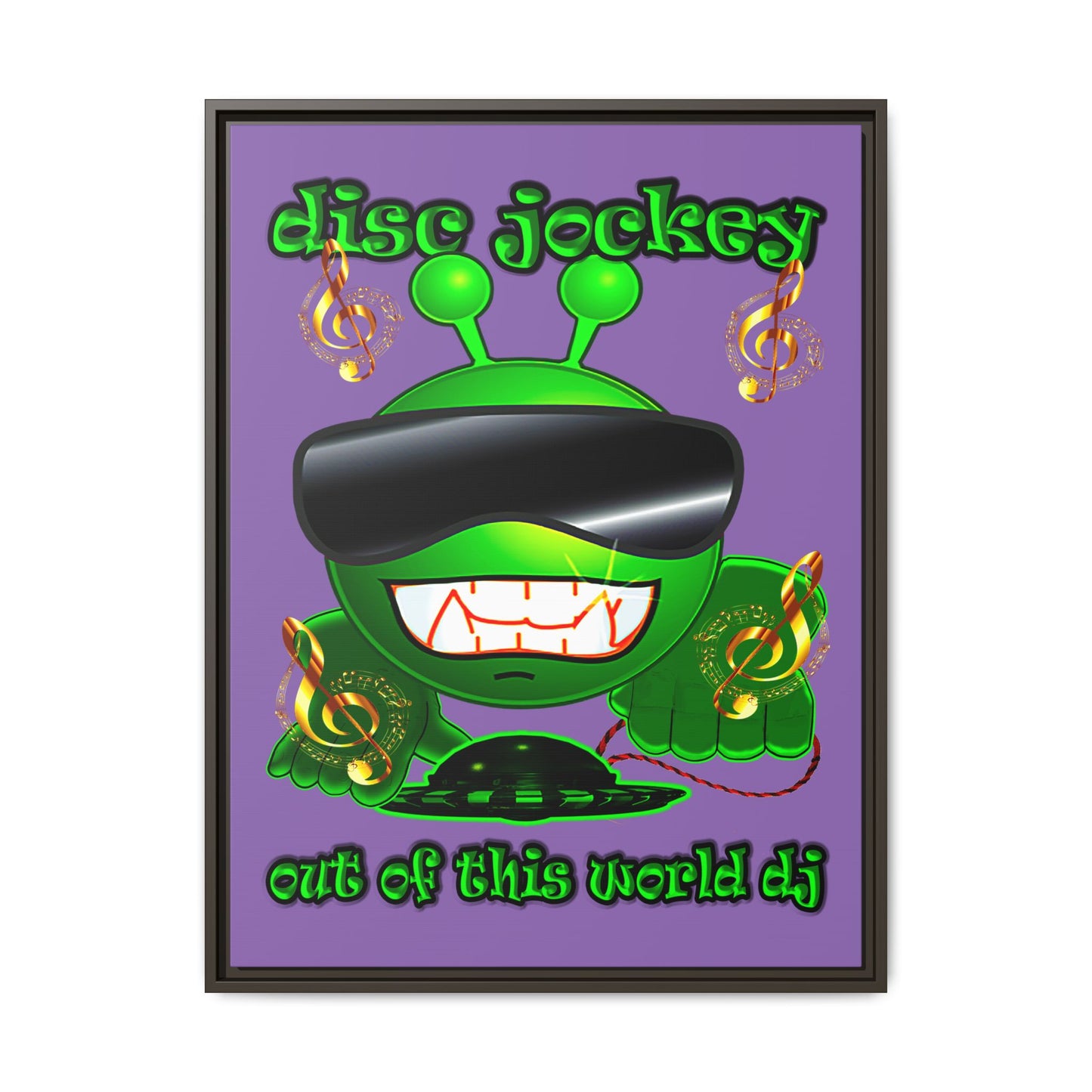 disc jockey - framed canvas art (light purple)