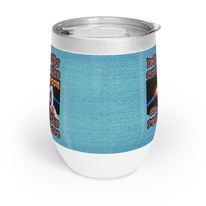 defy conquer reach - Chill Wine Tumbler (faded blue)
