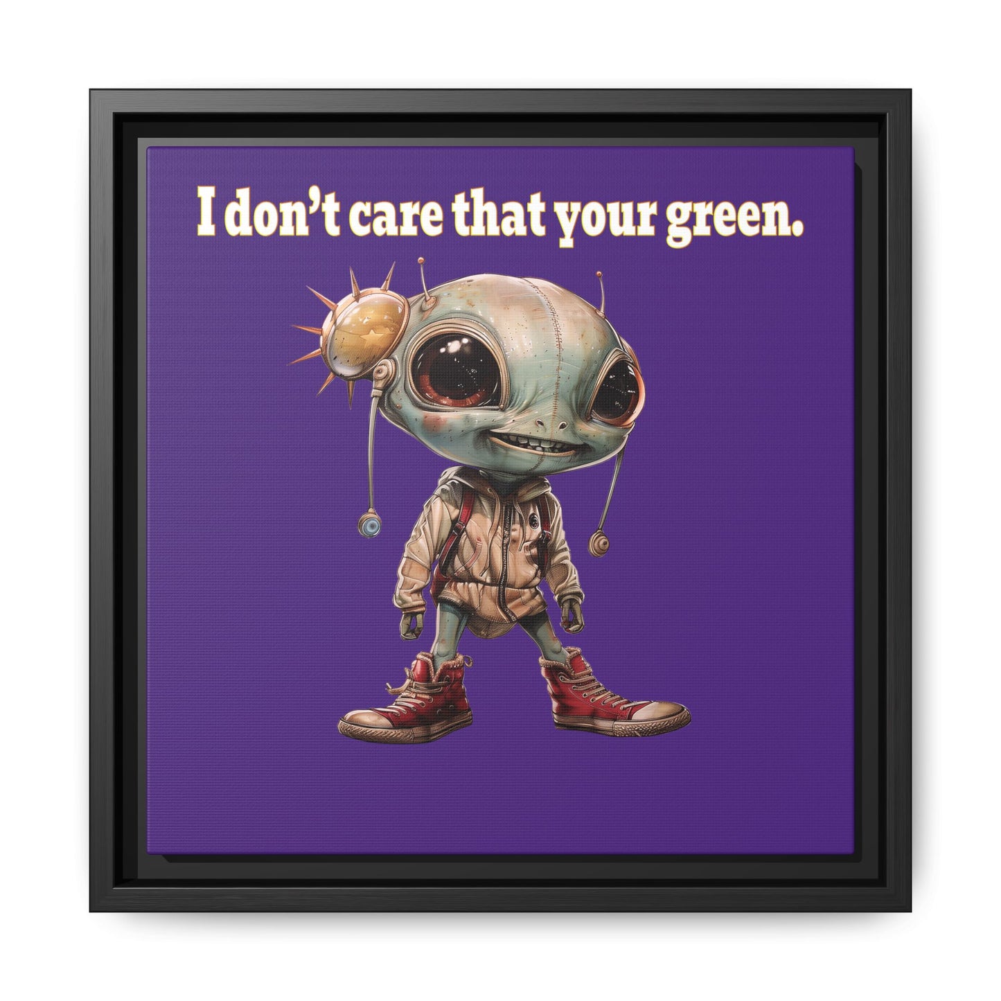 I don't care that your green - framed canvas art (purple)