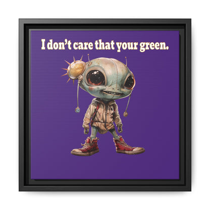 I don't care that your green - framed canvas art (purple)