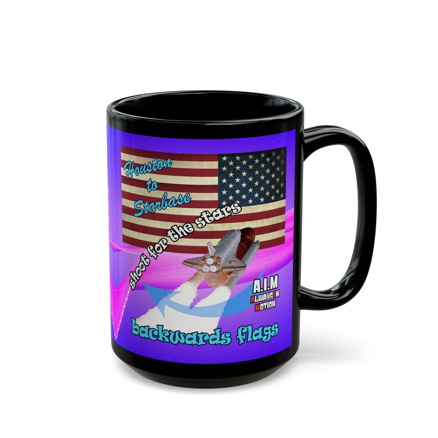 shoot for the stars - Black Mug (purple-pink wave)