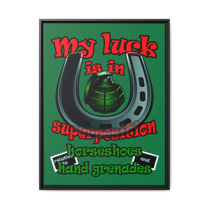 my luck - framed canvas art (dark green)