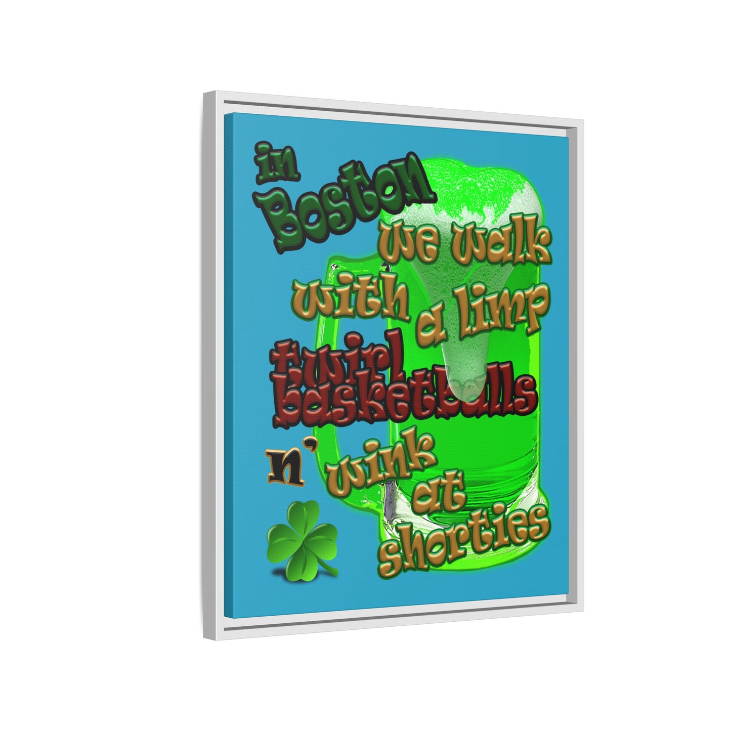 celtics logo - framed canvas art (turquoise)