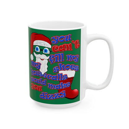 santa's shoes - White Mug (dark green)
