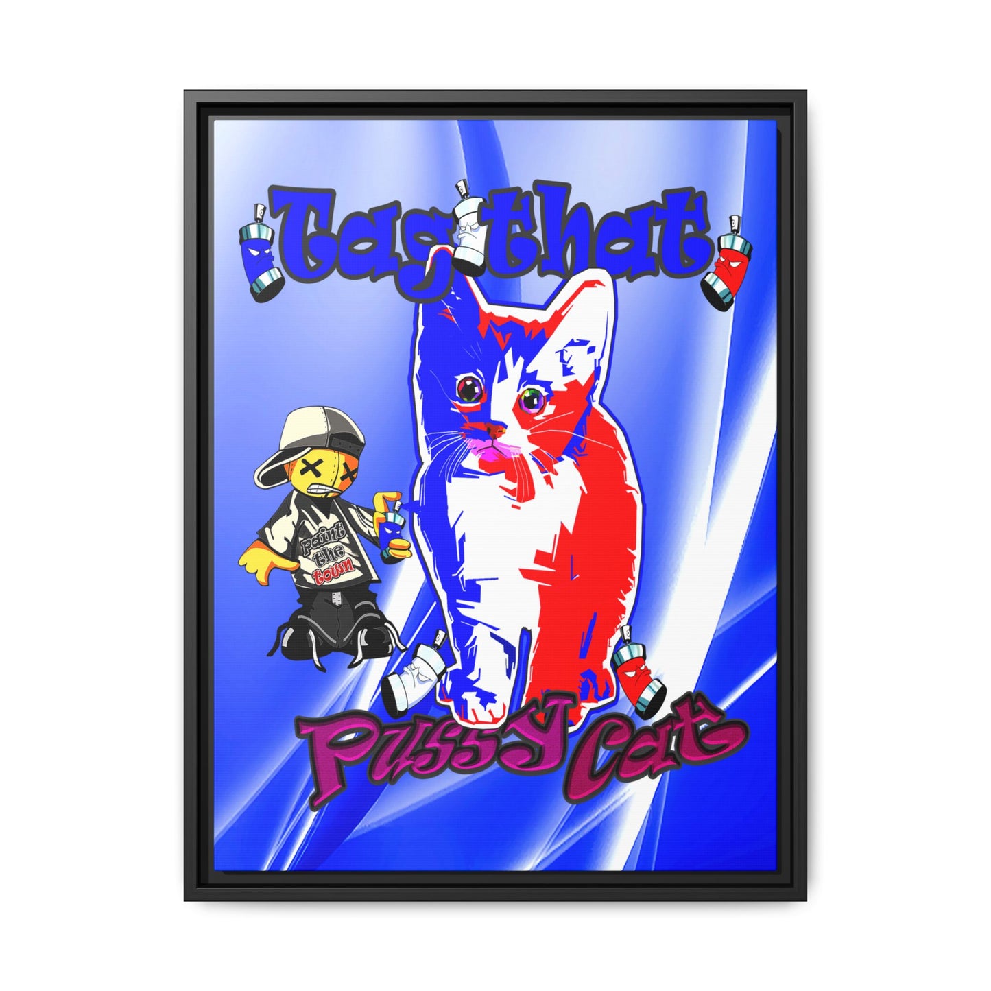 tag that - framed canvas art (blue-white wave)