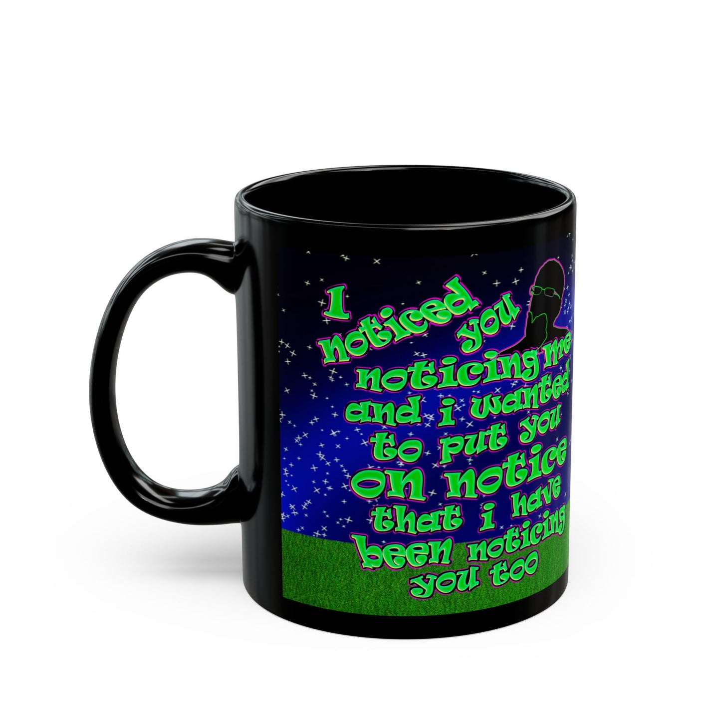 noticed you noticing - Black Mug ('snoops' background)