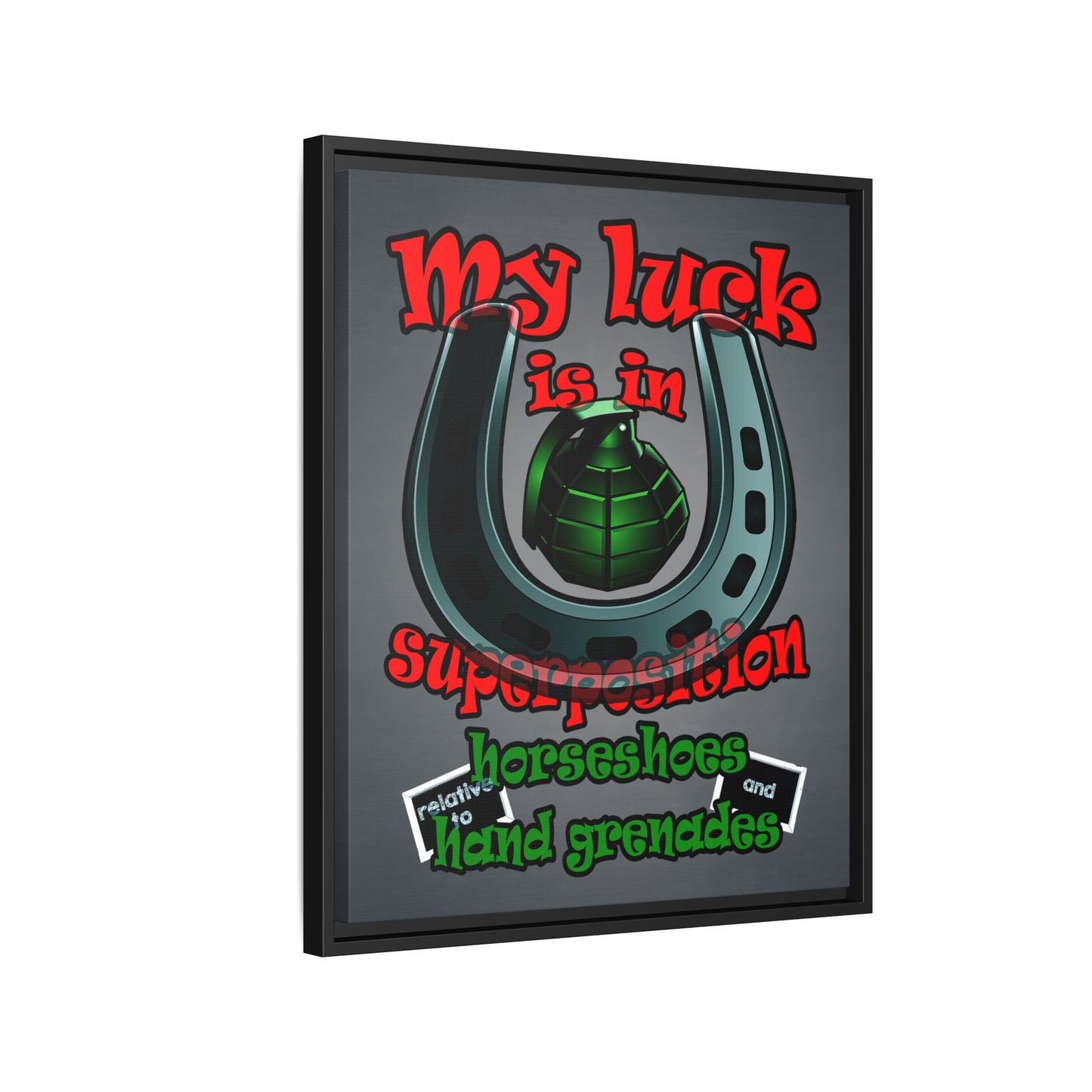 my luck - framed canvas art (grey-light grey)