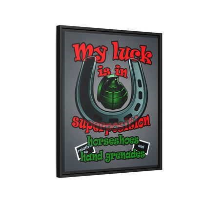 my luck - framed canvas art (grey-light grey)