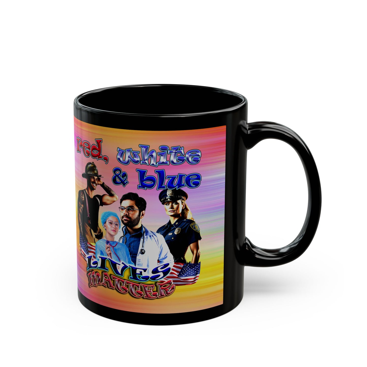 rw&b lives matter - Black Mug (color blur)