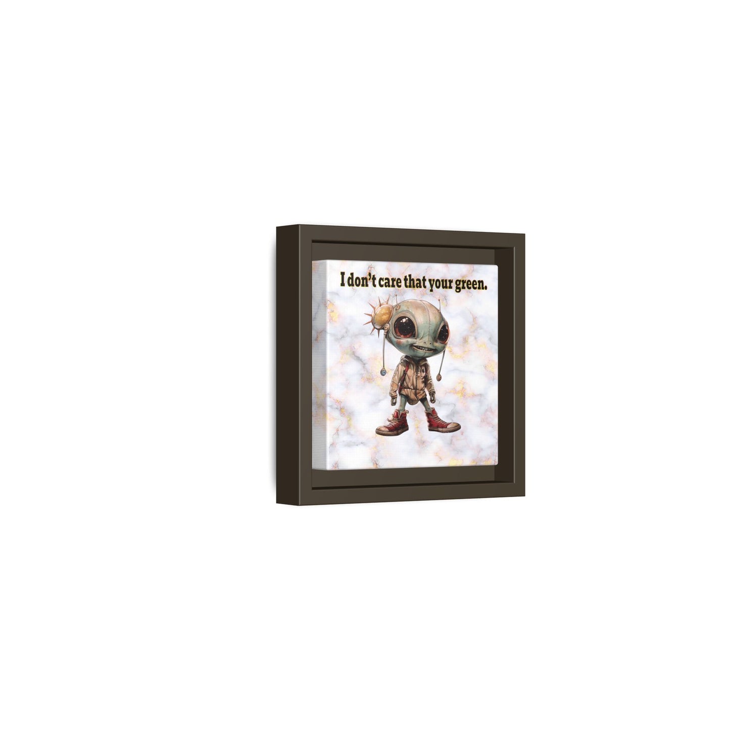 I don't care that your green - framed canvas art (white marble)